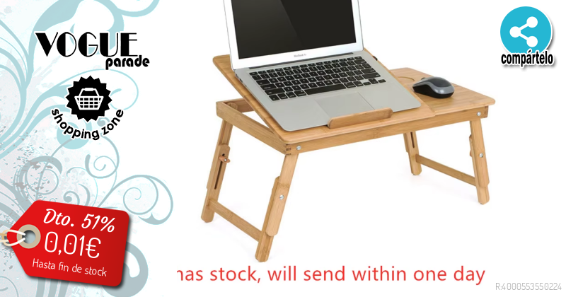 Mesa dobrável portátil de bambu para laptop, mesa de escritório com ...